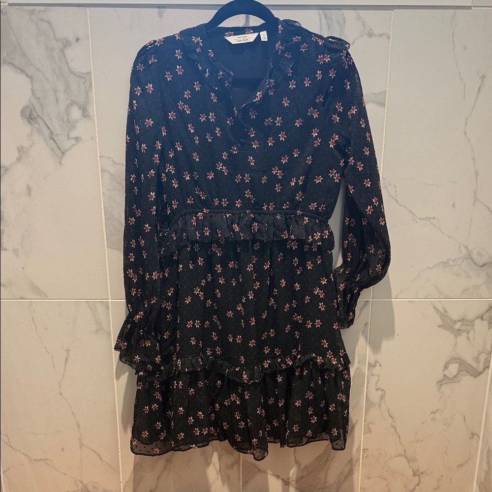 & Other Stories Black Dress with Red Floral Accent